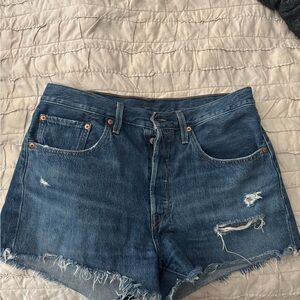 Levi's Blue Distressed Jean Shorts